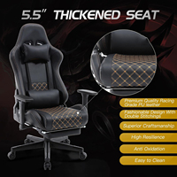 Chaise d'ordinateur ergonomique pour PC, siège épais en PVC noir de qualité supérieure, chaise de jeu 3D avec repose-pieds.