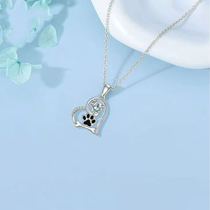 Gran oferta 2025, collar de corazón con estampado de pata de ley exquisito de Zirconia cúbica de alta calidad para joyería de amante de mascotas - Product Image 6