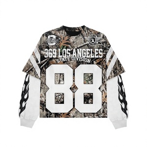 Wholesale DTG Printed Double Layer 100% Cotton O-Neck Long Sleeve <b>Winter</b> Men's Y2K <b>T</b>-<b>Shirt</b> Waffle Sleeve Double Layer <b>Shirt</b> - Product Image 1
