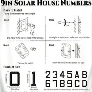 Luz Solar para Placa de Número de Casa, 9 Pulgadas, Montaje en Pared Exterior, Diseño Moderno Iluminado - Product Image 4