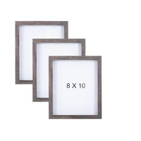 Набор из 3 предметов из текстурированного серого 3d-стекла, независимая рамка для фотографий, винтажная деревянная фоторамка