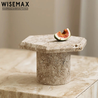 WISEMAX FURNITURE Europe Meubles décoratifs rétro en marbre Hexagon Top High Leg Travertin Support pour la décoration