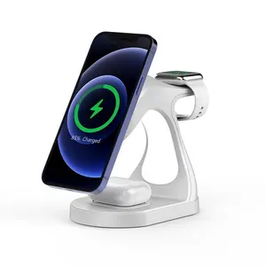 New Design 4-1 Magnetic Wireless Charger 15W Fast Charging Multi-Device Charge Station
