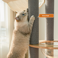 Tour d'activités pour chat de luxe, grande taille, en bois massif et sisal, avec plateforme multi-niveaux, poteau d'exercice, tapis roulant et roue de course
