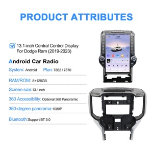 Navihua Android Car Radio Audio GPS DVD Player for Dodge RAM 2019-2023 Carplay Tesla Style Vertical Screen Android <b>Auto</b> Stereo - Product Image 4