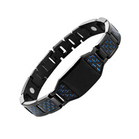 Bracelet magnétique en acier inoxydable 304 pour homme, plaque d'identification gravable, fibre de carbone, logo personnalisé