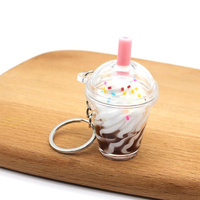 Porte-clés de café crème glacée mignon créatif Boba boissons à bulles porte-clés