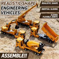 KSF Meilleures ventes Mini ensembles de 5 jouets de camions de construction en plastique, véhicules d'ingénierie moulés sous pression, jouets de camions à rétrofriction