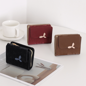 Korean Version Short Style Instagram Minimalist <b>Bow</b> Pattern Student Friendly Multiple Card Slots Large Capacity Pu Leather - Product Image 1
