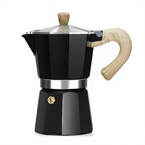 Cafetière Moka en aluminium pour cuisinière, avec poignée en bois, pour la maison, la cuisine et le camping - Product Image 2