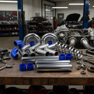 Kit d'intercooler turbo universel en aluminium de 3 pouces avec tuyau et colliers en silicone - Product Image 2