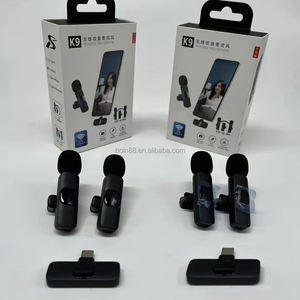 Vente chaude K9 1Drag 2 Microphone Lavalier 2.4GHz Clip sans fil Conférence Portable Live Lavalier pour iphone et téléphone Android - Product Image 2
