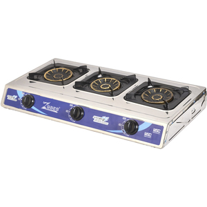Estufa de Gas Manual de Acero Inoxidable de 3 Quemadores para Uso Doméstico y en Restaurantes - Product Image 1