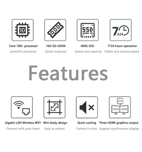 มินิพีซีไม่มีพัดลม I5 10200H/i7-10870H CPU DDR4 2 <span class=keywords><strong>LAN</strong></span> RS485 GPIO <span class=keywords><strong>4G</strong></span> Dual Display Linux Multi-Plug cn/eu - Product Image 5