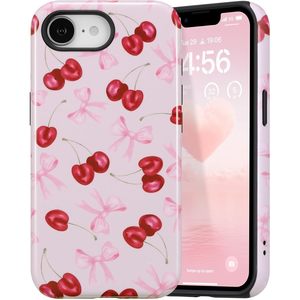 Coque DEFBS pour iPhone 17e/iPhone 16e, motif esthétique tendance nœud rose et cerises, mignonne et durable pour femmes et filles - Product Image 1