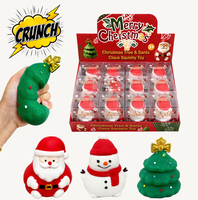 Jouet Squishy de Noël en forme de Père Noël, Bonhomme de Neige et Sapin, avec son craquelant tactile, jouet anti-stress pour enfants