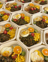 Bol à salade hexagonal personnalisable en pulpe de bagasse de canne à sucre biodégradable avec couvercle, accessoire pour l'emballage alimentaire et le camping 750