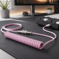 Kabel Keyboard Konektor Penerbangan DIY, Kabel Data USB Tipe-C Berlilit, Kabel Komputer Gaming Berjalin