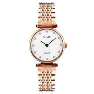 SKMEI 1223 ladies rose gold wrist watches manufacturer quartz movt 3atm stainless steel watch women