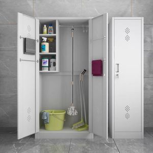 Armoire en acier durable à 2 portes, placard, garde-robe, armoire à vêtements avec <span class=keywords><strong>serrure</strong></span> à clé, casier métallique vertical à 3 niveaux, rangement commercial - Product Image 1