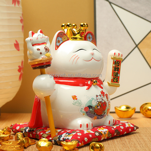Vente en gros de chat porte-bonheur japonais Elvis Maneki Neko en céramique de 9 pouces pour la décoration de la maison et le Nouvel An chinois-Style ange - Product Image 5