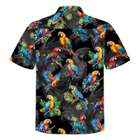 Stilvolles Maßgeschneidertes Tropisches Hawaii-Hemd mit Kräftigem Papageien-Print, Leichtes Atmungsaktives Knopfleisten-Herrenhemd