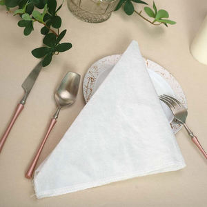 Serviettes en tissu de fromage blush personnalisées 100% lin jetable à la main broderie de style américain pour les événements spéciaux mariages - Product Image 2