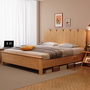 Solid Wood <b>Double</b> <b>Bed</b> 1.8M Platform Storage Bedroom Furniture Pine Nordic Style - Product Image 1