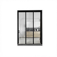 Portes coulissantes en verre trempé noir mat à cadre ultra-fin et double action, à panneau unique, pour cuisine et douche