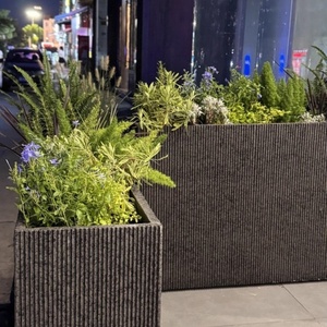 Maceta Moderna de Fibra de Vidrio Acanalado, Maceta Rectangular Grande de Resina para Jardín, para Exteriores - Product Image 2