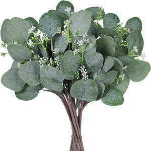 Bouquet de feuilles d'eucalyptus artificielles 35 cm, haute simulation, en plastique, accessoire de décoration de mariage - Product Image 5