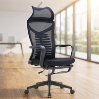 Chaise de bureau ergonomique à dossier haut en maille avec appui-tête large, réglable en hauteur, avec repose-pieds, idéale pour le salon - Vente en gros à prix réduit