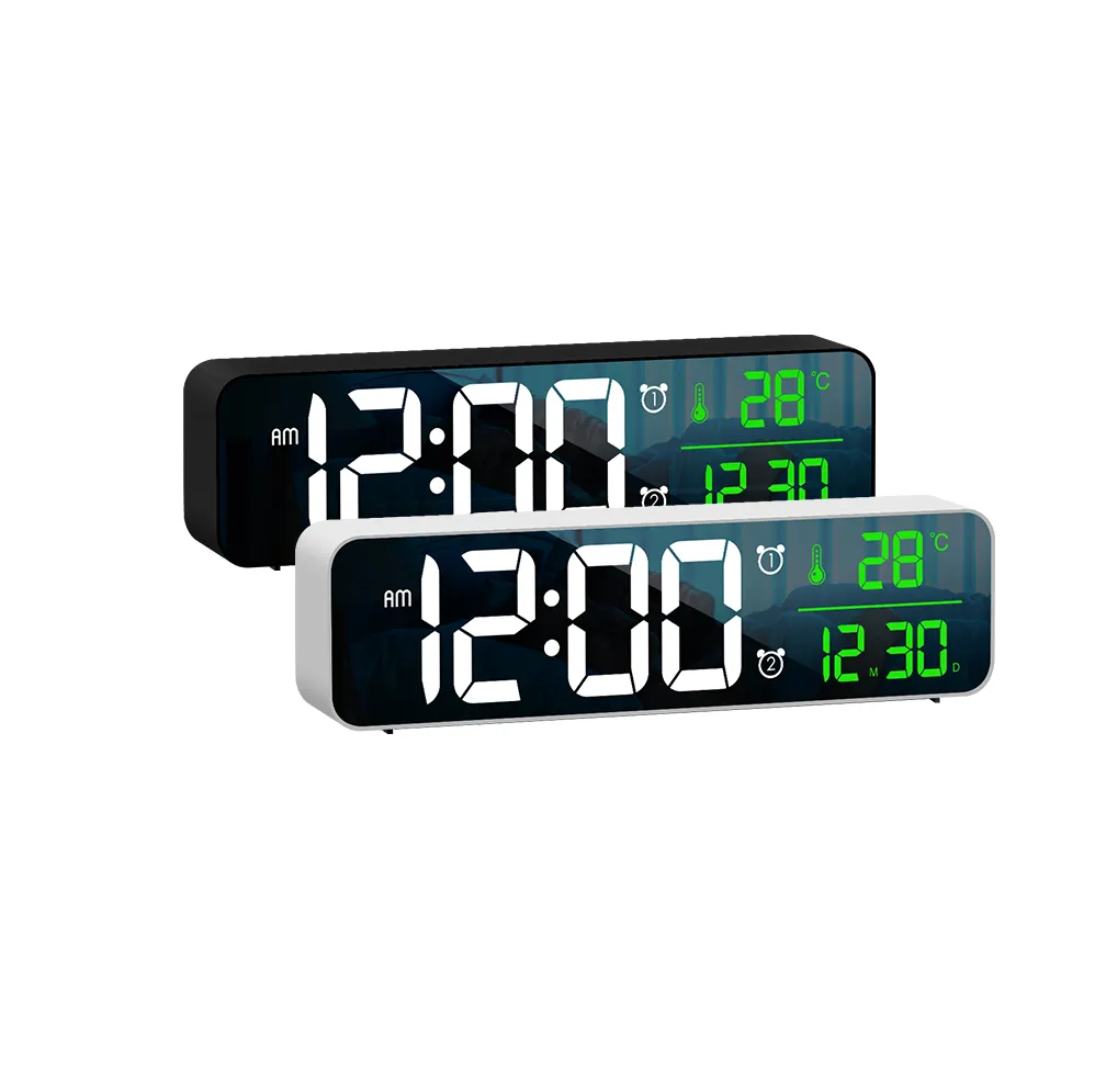 Digital Wall Clock Big LED Time Calendar Temperature Humidity Display Desk Table Clocks