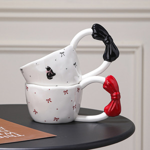 Wholesale Party-Ready Butterfly-handled <b>Large</b>-eared Ceramic Coffee <b>Mugs</b> Creative Cartoon Pattern Reusable High Appearance Level - Product Image 3