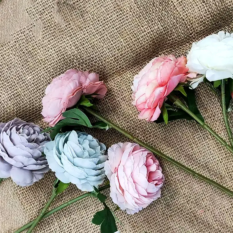 Bruiloft Decoratie Kunstbloemen Pioen Real Touch Rose Enkele Pioenroos Zijde Stof Kunstbloem Boeket Pioen