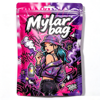 Sac Mylar Rose Violet Personnalisé Motif Graffiti Fille, Anti-Odeur, Pochette Zippée Autoportante, Style Urbain Tendance, Refermable, Micro-ondable, pour Sushi