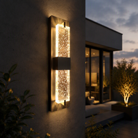 Applique murale LED en verre cristal à bulles, bande longue, luxe, certifiée ETL, étanche IP65, 3000K, en aluminium, pour extérieur, jardin, cour