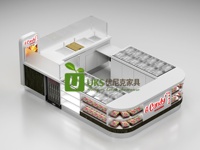 Kiosque à bonbons personnalisé pour centre commercial, comptoir de présentation de bonbons en vrac, kiosque de confiserie avec logo rétroéclairé, bacs à bonbons en acrylique