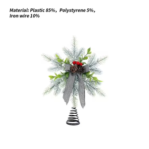Décoration de sommet de sapin de Noël, flocon de neige scintillant, cônes de pin, écologique, plastique vert, 85% fil de fer, 10% polystyrène, 5% personnalisable, 25cm - Product Image 4