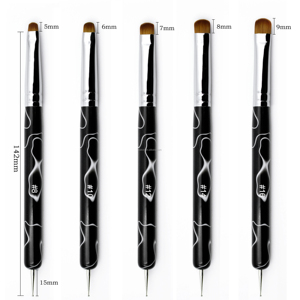 Pinceau pour nail art français, manche métallique, poils ovales en nylon épais et résistants, avec outils de pointillage, tailles 8-16, pour manucure et peinture - Product Image 2