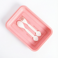 Boîte à lunch bento pour enfants, anti-fuite, en acier inoxydable 304, 2 compartiments, avec cuillère, fourchette et couverts pour les enfants à l'école