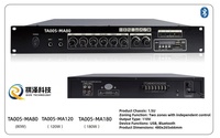Amplificateur de puissance pour sonorisation publique à deux zones 80W 120W 180W Sortie 110V avec entrées USB, Bluetooth, micro et lecteur multimédia
