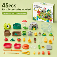 Mesa de Agua con Dinosaurios para Niños Pequeños, 45 Piezas, Mesa de Actividades al Aire Libre con Rociador de Agua Eléctrico, Juego de Pesca, Juguetes STEM