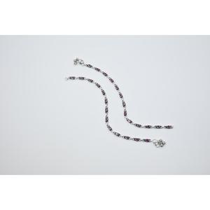 Bracelet de cheville Payal tibétain vintage oxydé avec améthyste en forme de goutte d'eau sertie à la griffe, bijou pour femme, cadeau - Product Image 2