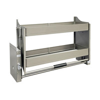 Étagère de rangement coulissante électrique à double niveau de 600 mm avec finition laquée moderne pour armoires de cuisine, panier de levage automatique