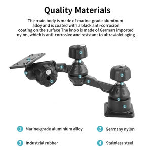 VINmounts All-Aluminium Horizontal 12" Swing Arm Fishfinder <b>Mount</b> with Lock, for Fishfinders & Chartplotters - Product Image 3