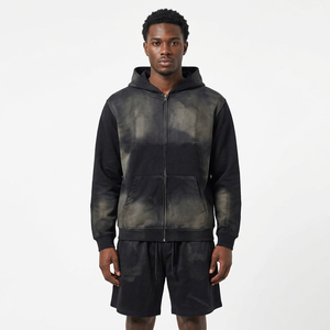 Conjunto de Pantalones y Sudadera con Capucha para Hombre, Estilo Urbano, Verano, Lavado Ácido, Personalizado, 100% Algodón, Tejido de Punto, 340g, Estampado en Relieve, Transpirable - Product Image 1