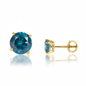 Best Price for Blue Solitaire Round Real Diamonds Screw <b>Back</b> <b>Earrings</b> - Product Image 2