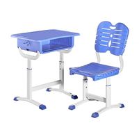 Ensemble de bureau et chaise d'écolier ergonomique pour un seul élève, avec hauteur réglable, dossier solide et structure métallique pour l'apprentissage en classe