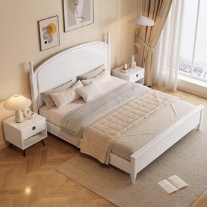 <span class=keywords><strong>Letto</strong></span> in Legno Massello Stile Vintage <span class=keywords><strong>Francese</strong></span> Mid-century con Design Semicircolare, <span class=keywords><strong>Letto</strong></span> con Contenitore Stile Americano per Camera da <span class=keywords><strong>Letto</strong></span> Principale - Product Image 5